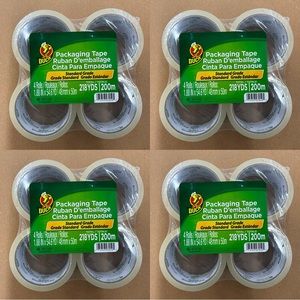 PACKING TAPE - DUCT BRAND - 4 PACKS (16 ROLLS) (shipping supplies )